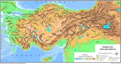 türkiye fiziki haritasında dağlar